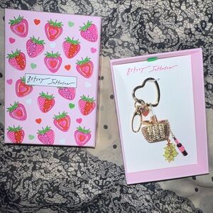 Betsey Johnson Picnic Basket Keychain Bag Charm